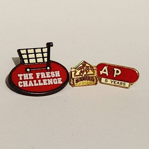 Vintage A&P Grocery Chain Employee Pin lot of 3 - Picture 1 of 4
